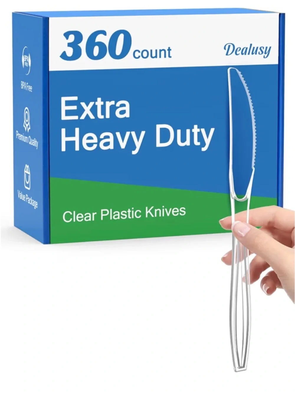 Clear Plastic Knives (360 Count) - Extra Heavy Duty, Clear